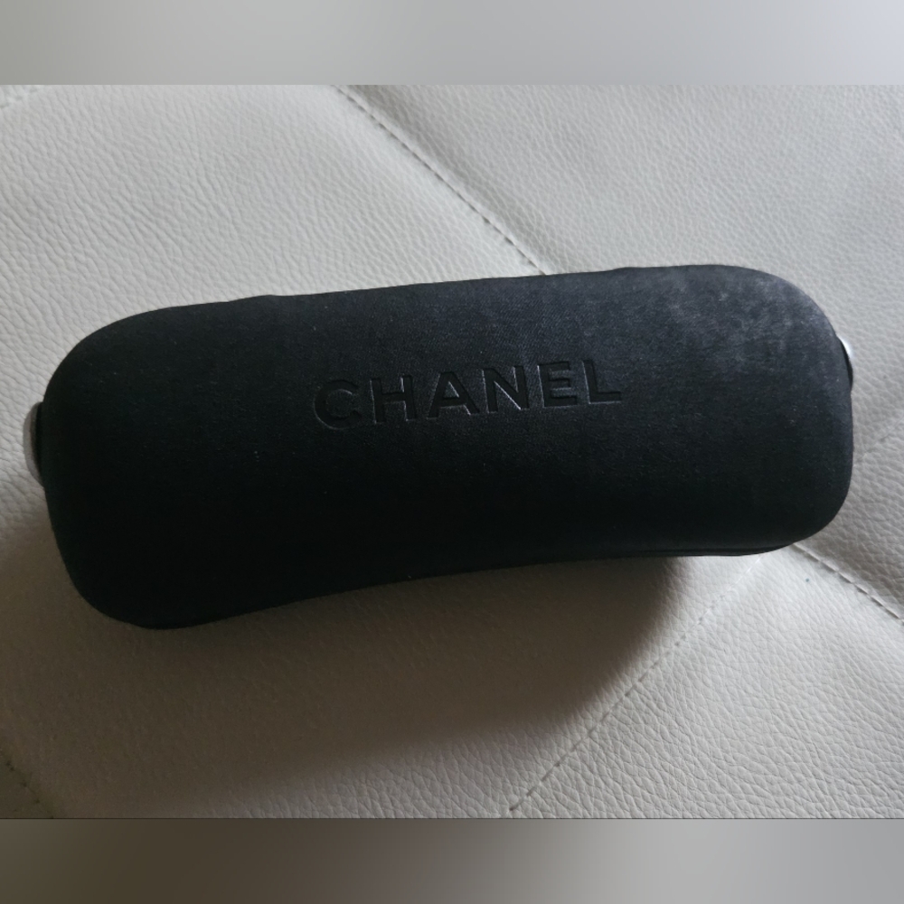 CHANEL Black Sunglass Or Eyeglass Case with Silver Logo